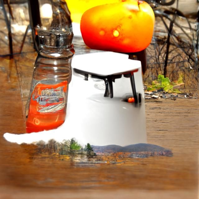 Orange Bottle and Knife in Hudson River Style