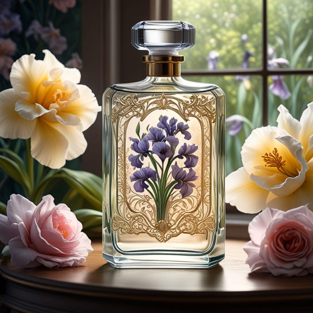 Ethereal Floral Scene in Art Nouveau Style