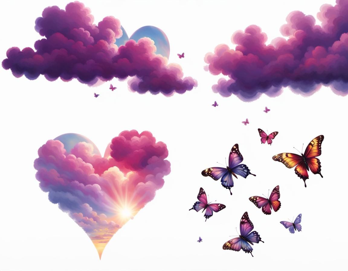 Whimsical Heavenly Scene in Airbrush Style