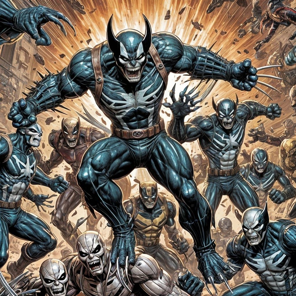 Skeletal Wolverine Battles X-Men and Avengers