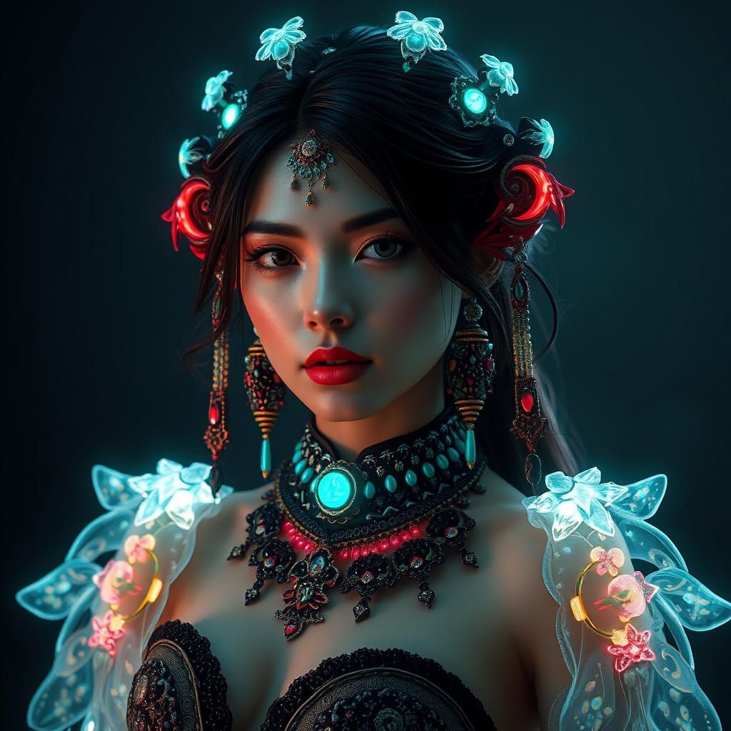 Dark Ethereal Princess Adorned in Andara Crystal