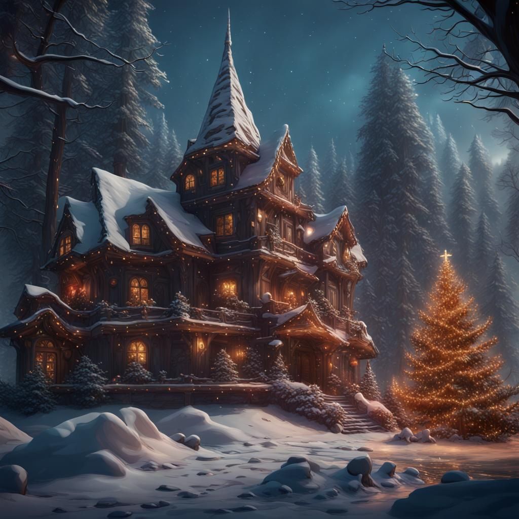 Christmas House in Detailed Matte Painting