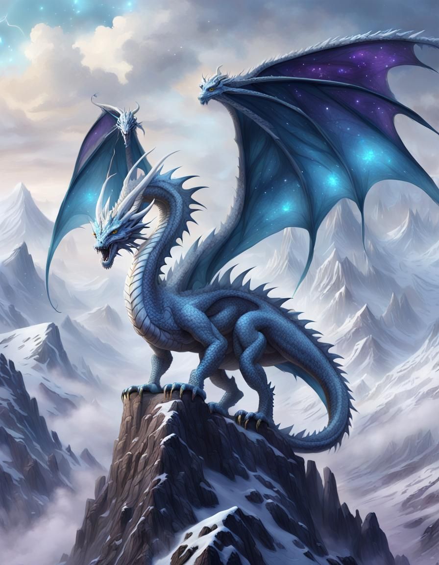 White Dragon on Snowy Mountain Peak