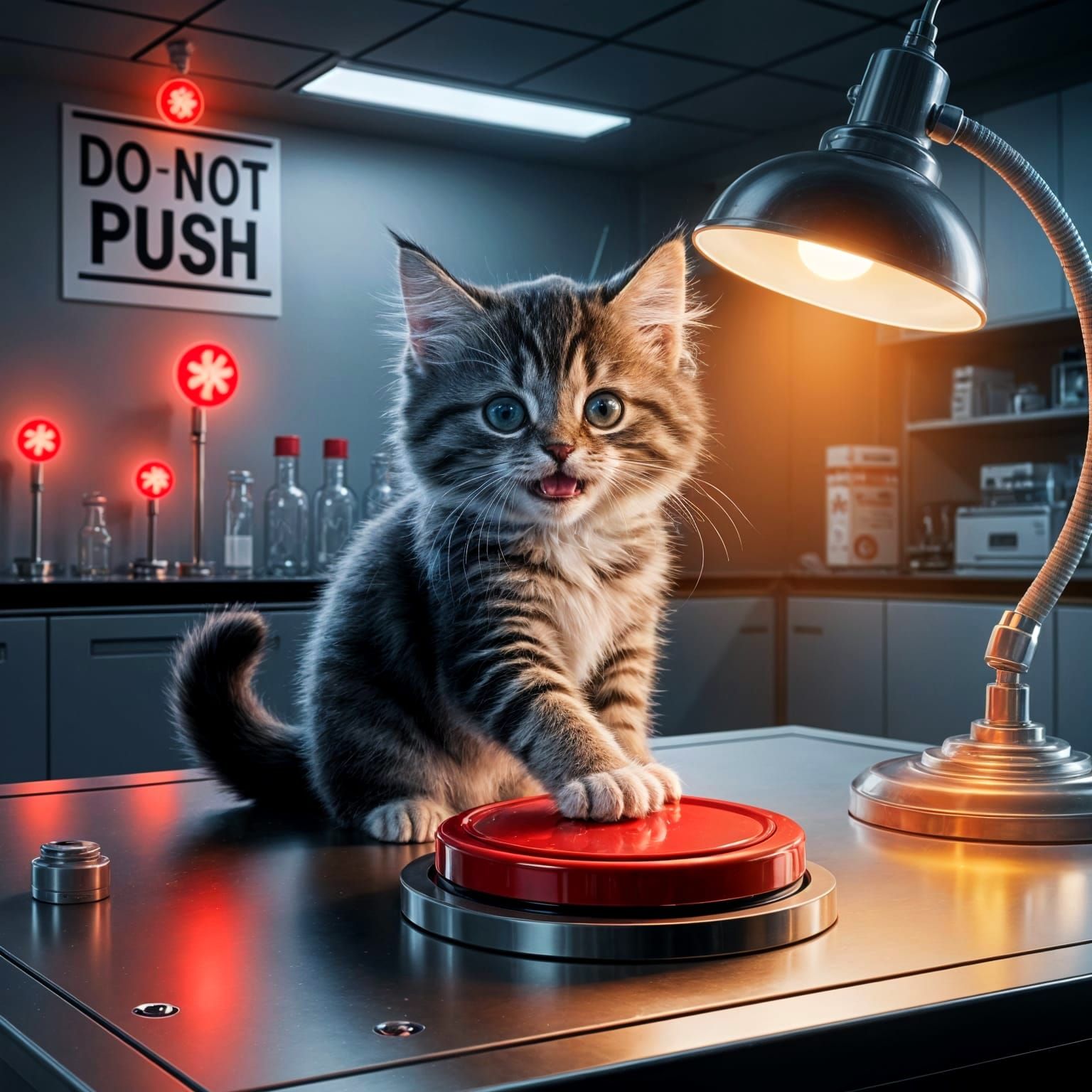 Mischievous Kitten Ignites Chaos in Science Lab