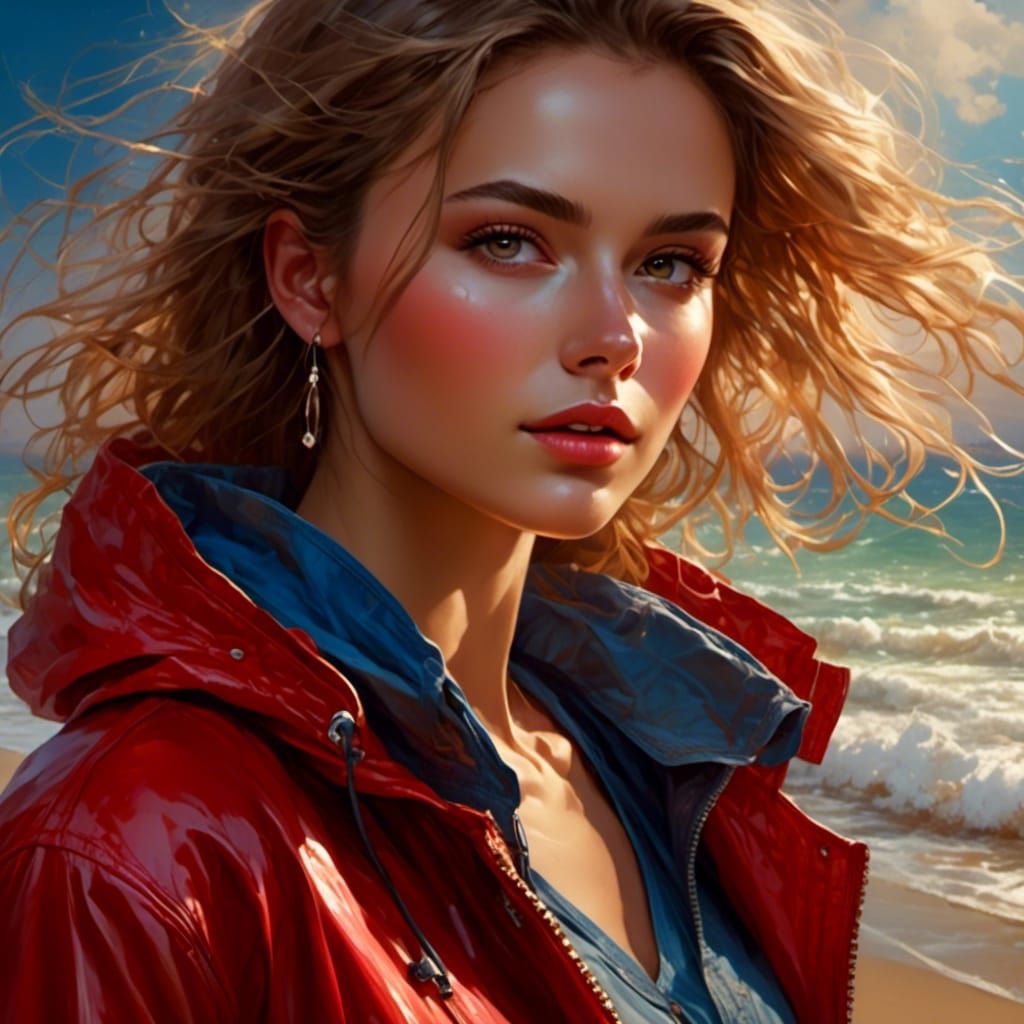 Beautiful Swedish Woman Portrait in Oil Canvas Style