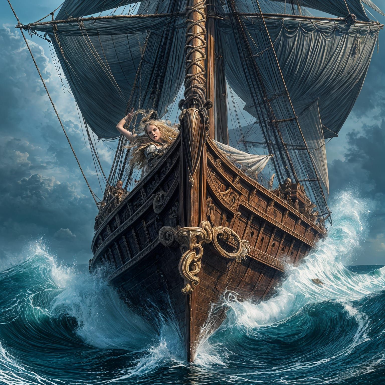 Odysseus Resists Sirens on Victorian Ship