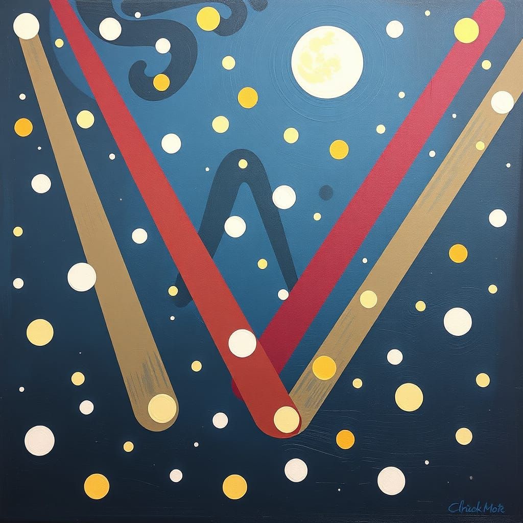 Abstract Polka Dots and Moonbeams Design