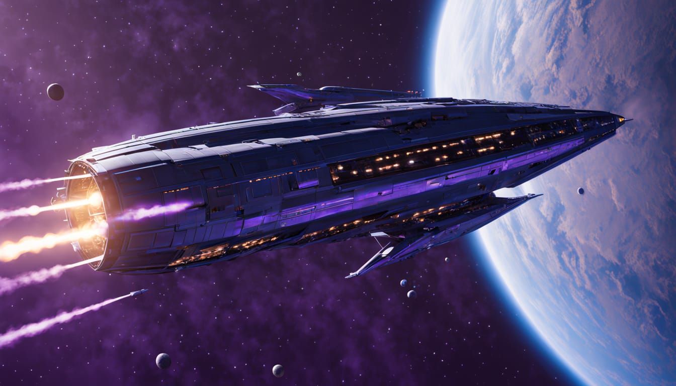 Hyper Realistic Starship Soaring Through Space