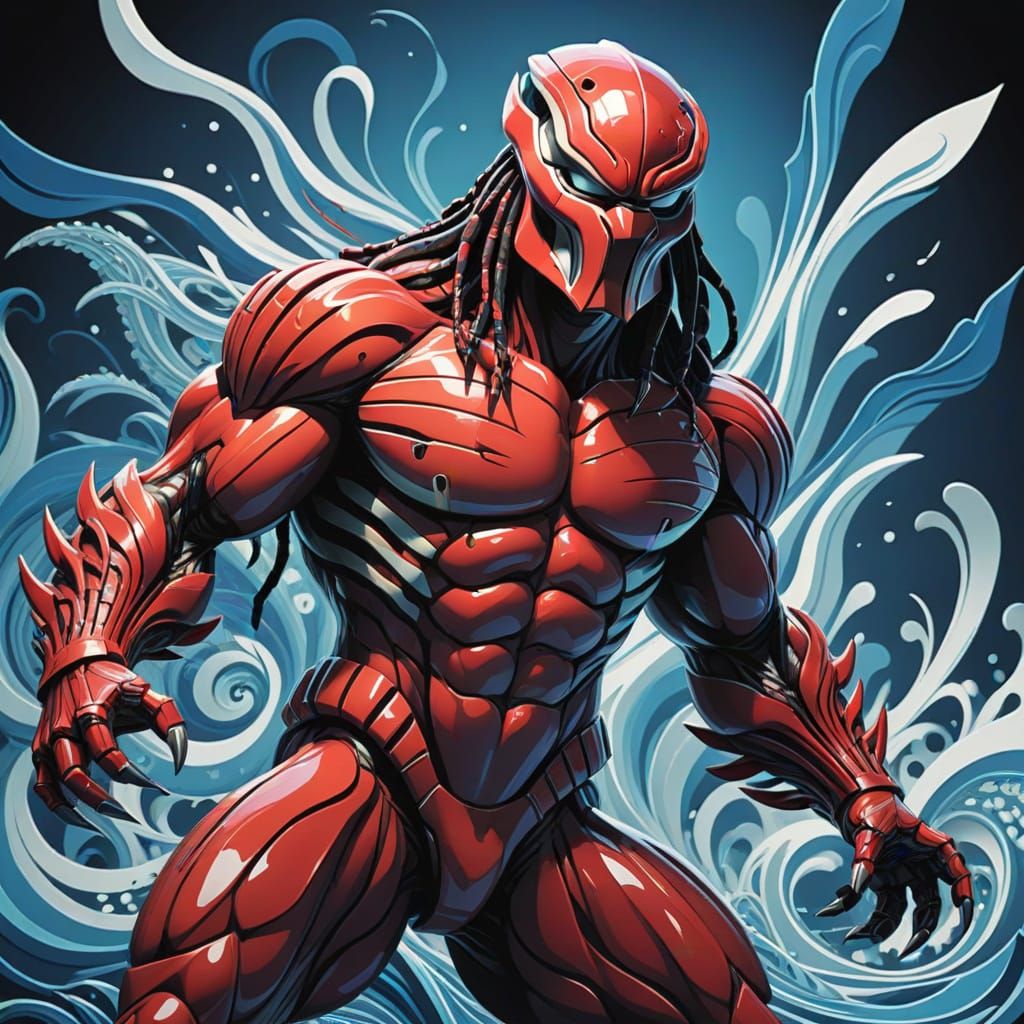 Abstract Predator Fractal in Gouache Style