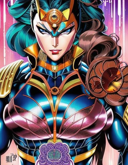 Anime Muscle Woman Surrounded by Flowers