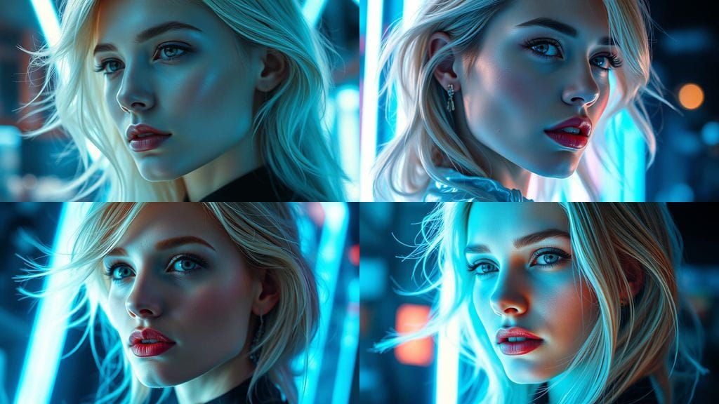 Sophisticated High-Fashion Portrait with Neon Accents