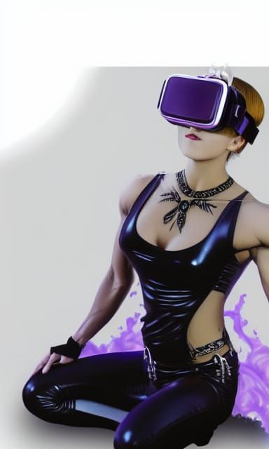 Gothic Bodybuilder Flexing in Vaporwave Anime Style