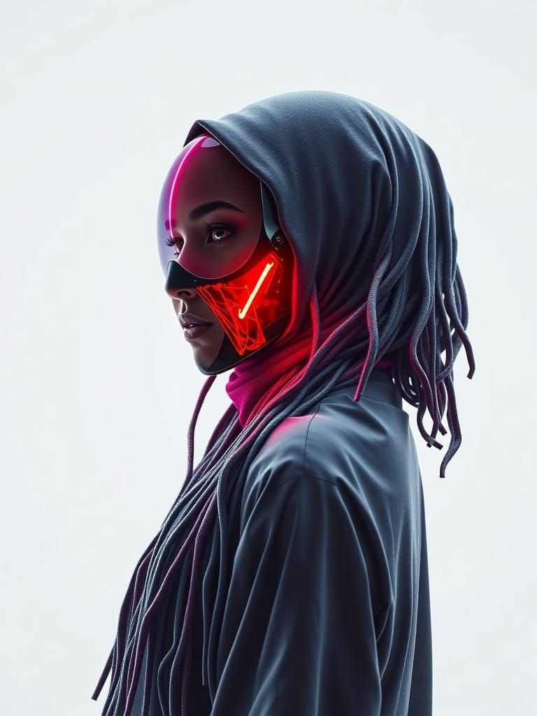 Stunning Future Woman in Minimalist Neon Glow