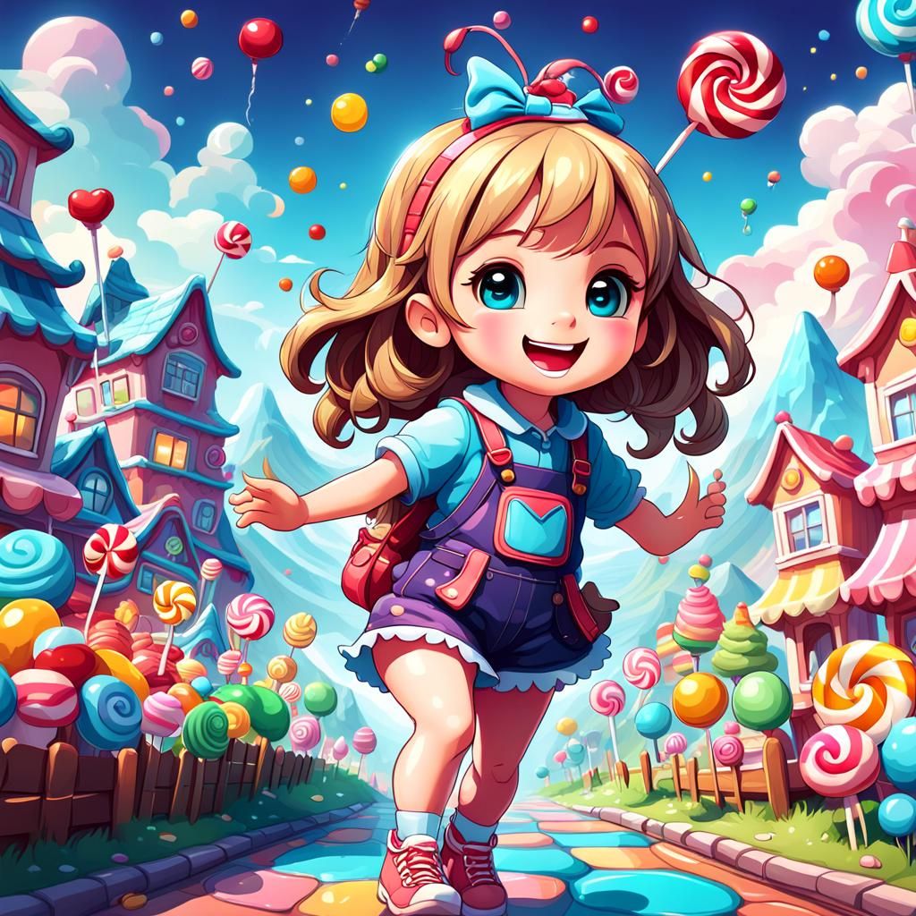Cute Chibi Character in Candy Art Style