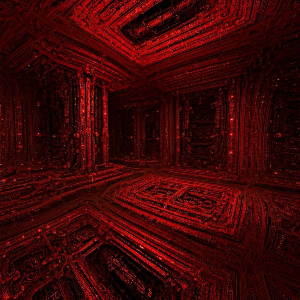 Ethereal Fractal LED Room in Maximalist Digital Art