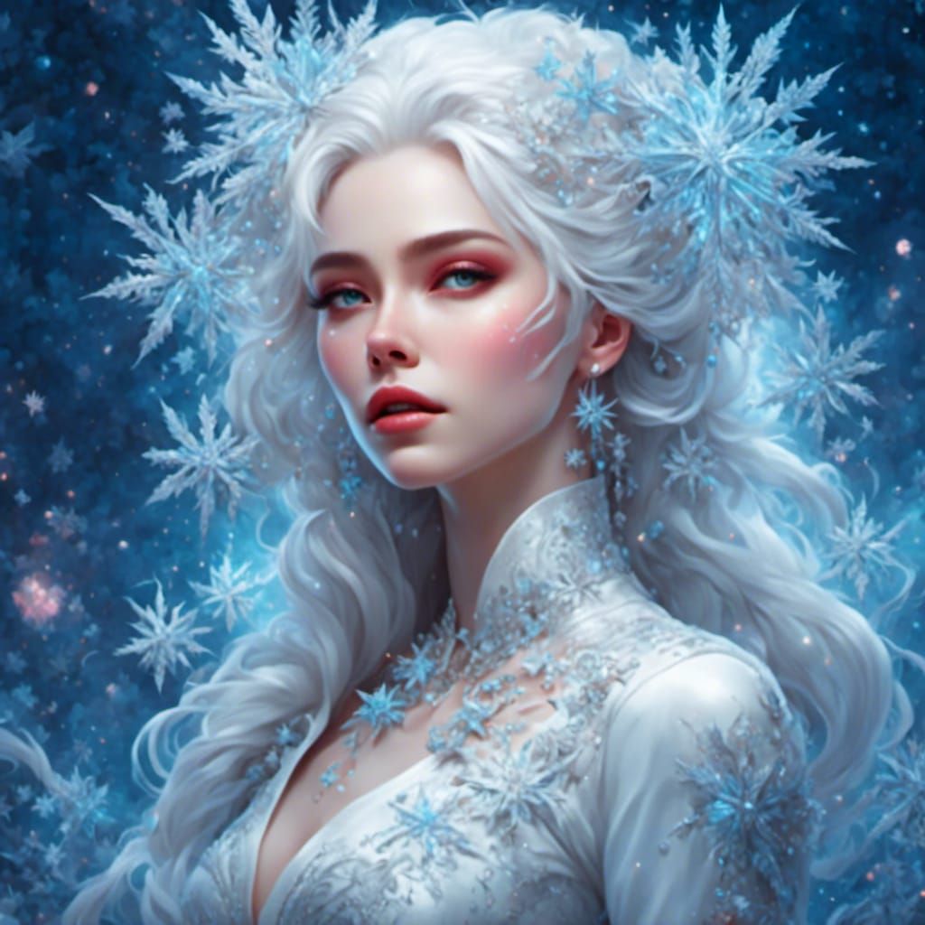 Snowflake Woman in White Suit