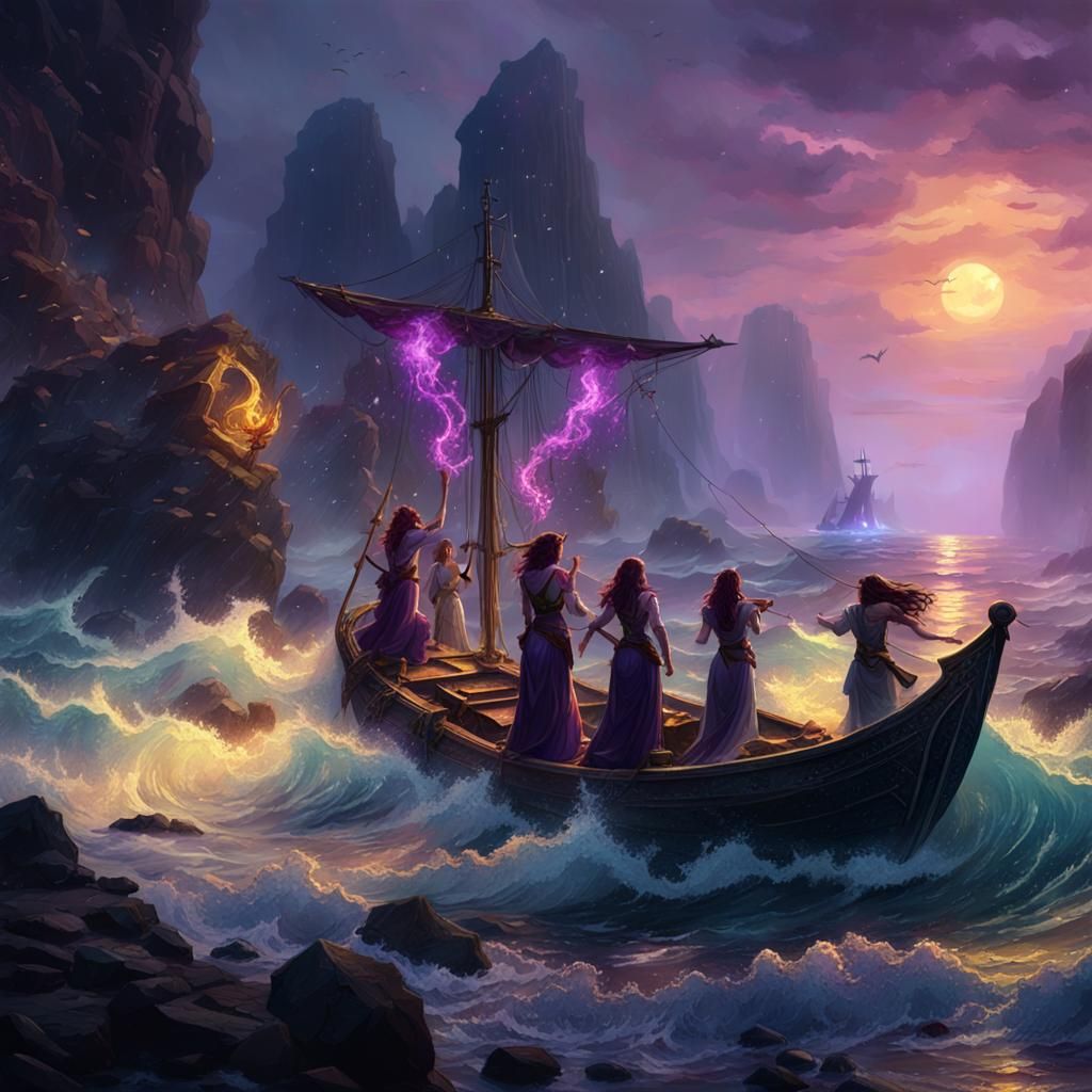 Sirens Luring Sailors: Dark Fantasy Concept Art