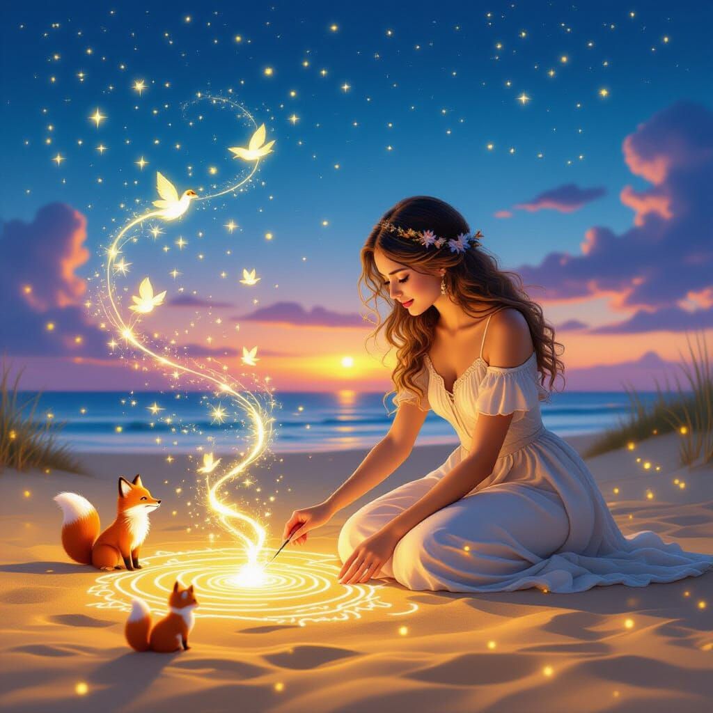 Enchanting Witch Awakens Sand Creatures