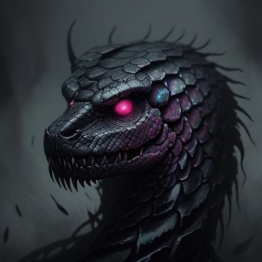 Eerie Snake Emerges from Skull: Dark Fantasy Illustration
