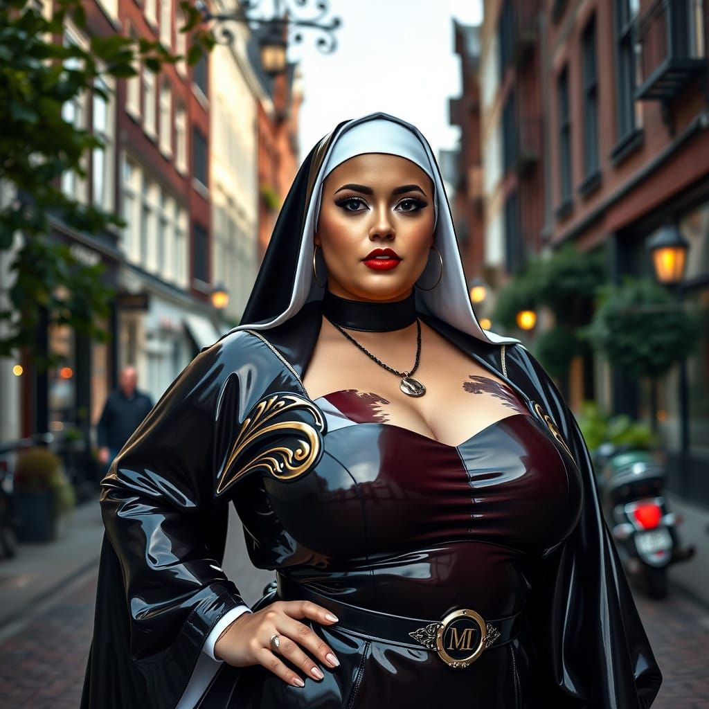 Confident, Curvy Nun in Vibrant Amsterdam Streets