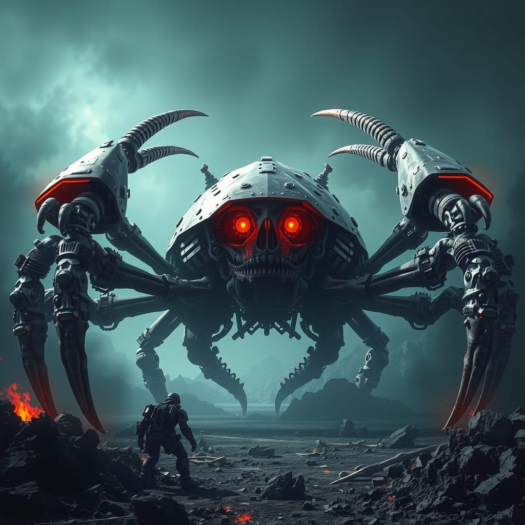 Colossal Kaiju Skeleton Crab Mecha Demon Alien