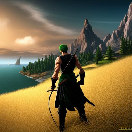 Detailed Matte Painting of Roronoa Zoro