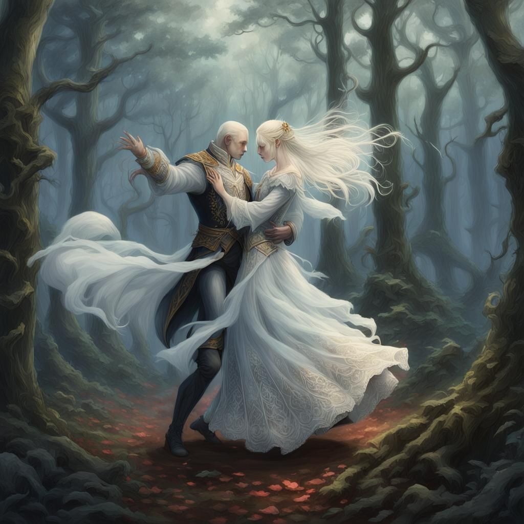 Albino Princess and Husband Dance in Forest