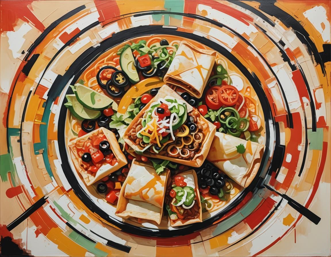 Mexican Food in Vibrant Abstractionist Style