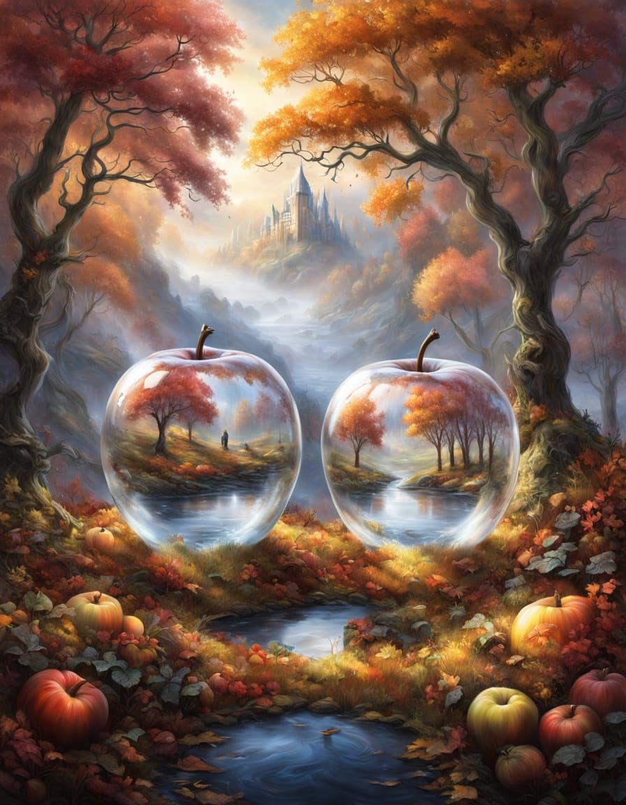 Autumn Landscape Inside a Glass Apple