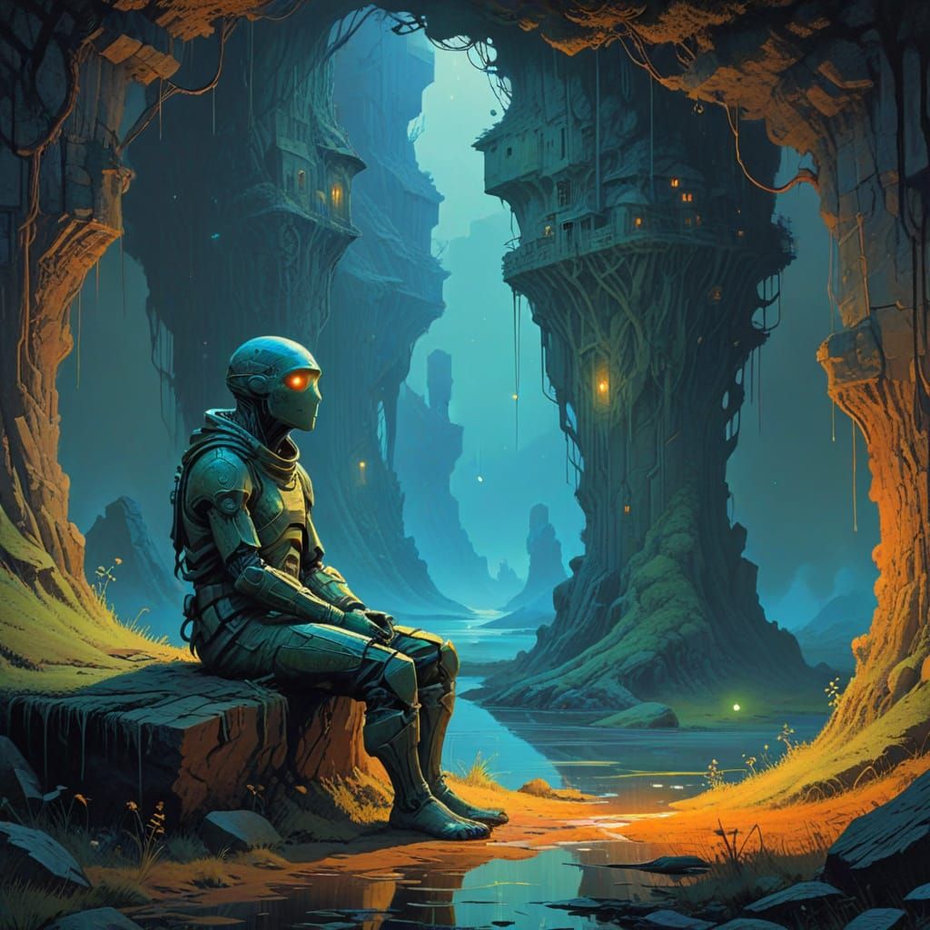 Dreamlike Liminal Space in Vibrant Low Poly