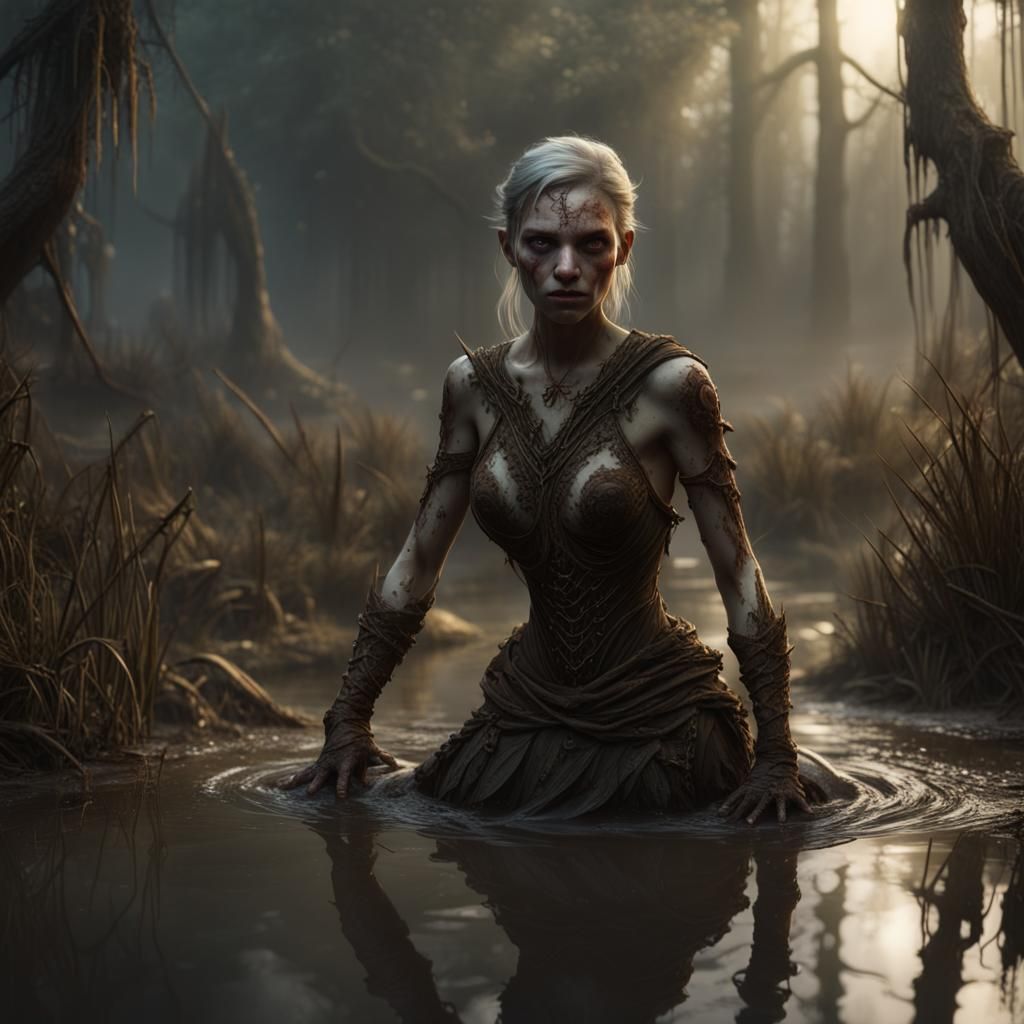Sensational Swamp Woman: Detailed Matte Painting