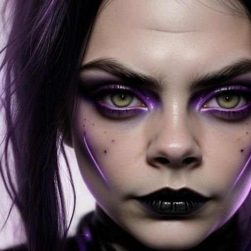 Cyberpunk Woman with Luminous Tattoos in Gothic Style