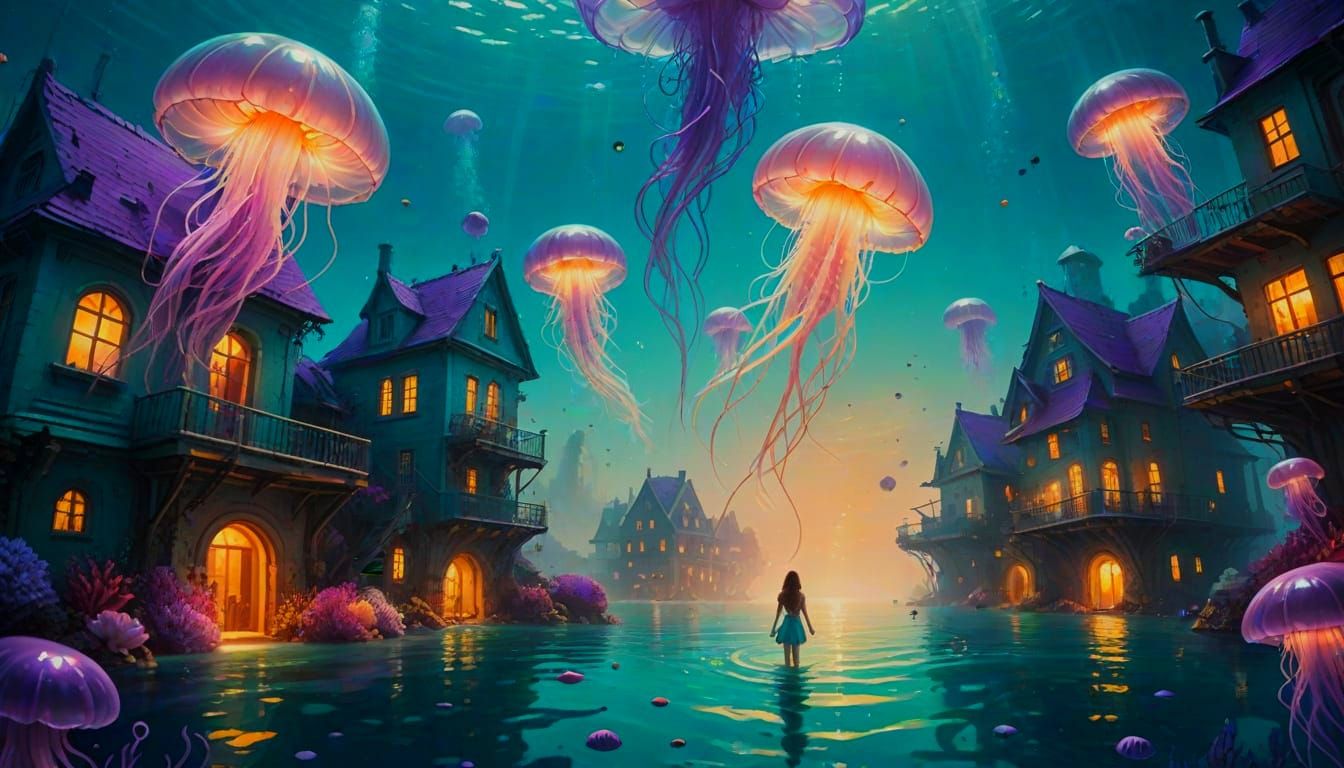 Surreal Underwater City Glows in Coral Reef