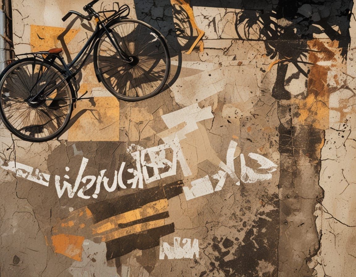 Urban Bicycle Face Collage in Warm Golden Light