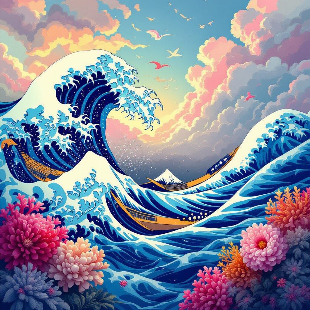 Pom-Pom Ocean: A Fantasy Landscape in Digital Art