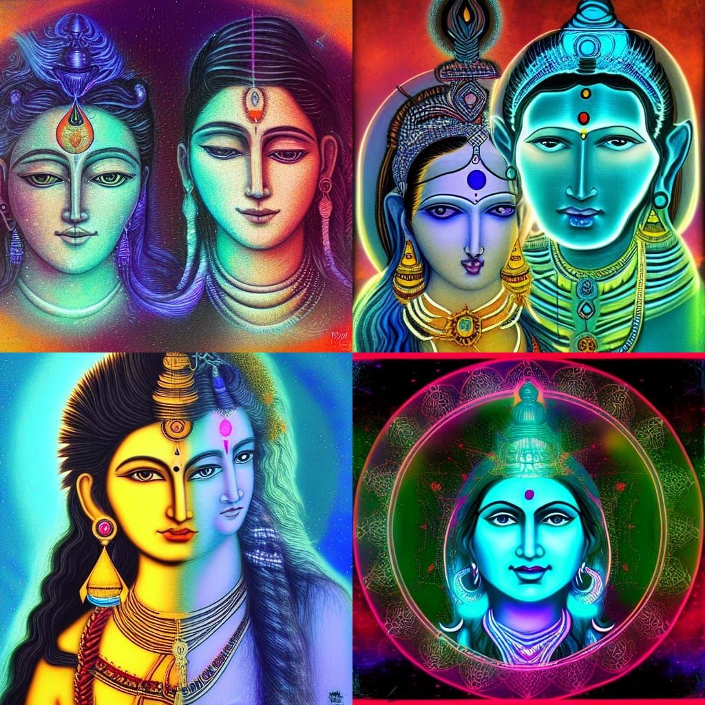 Shiva and Parvati in Holographic Cosmic Art