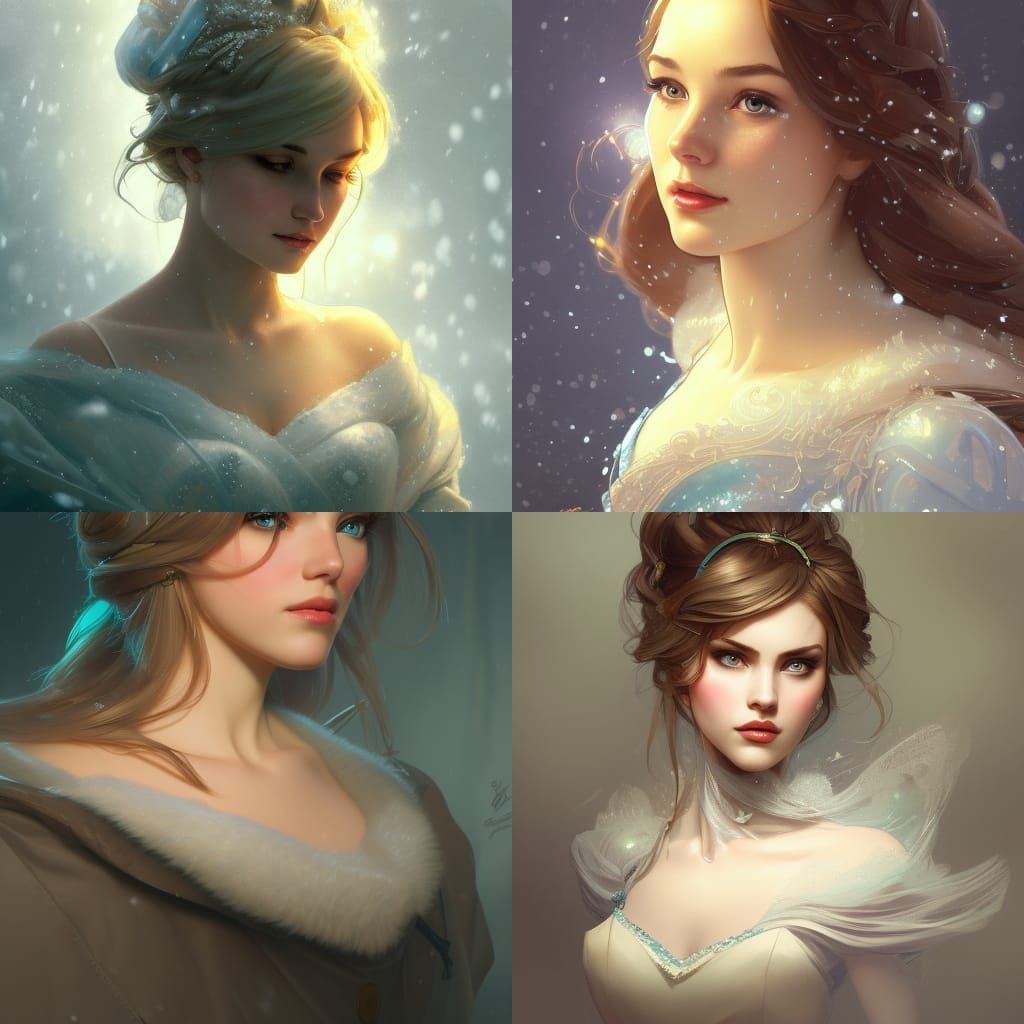 Winter Cinderella Portrait in Art Nouveau Style