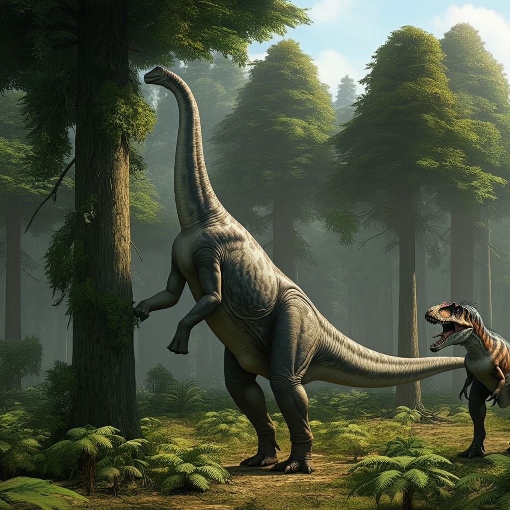 Majestic Apatosaurus Ambushed by Charging Allosaurus in Jura...
