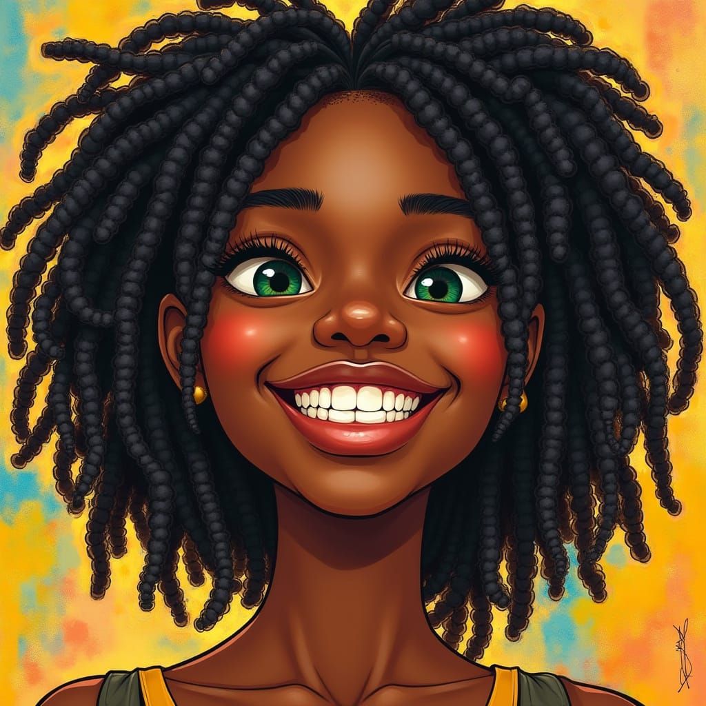 Vibrant Portrait of a Young Black Woman with Dread Locs and ...