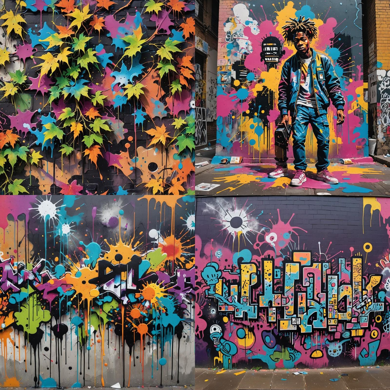 Polychromatic Ink Splatters in Graffiti Style