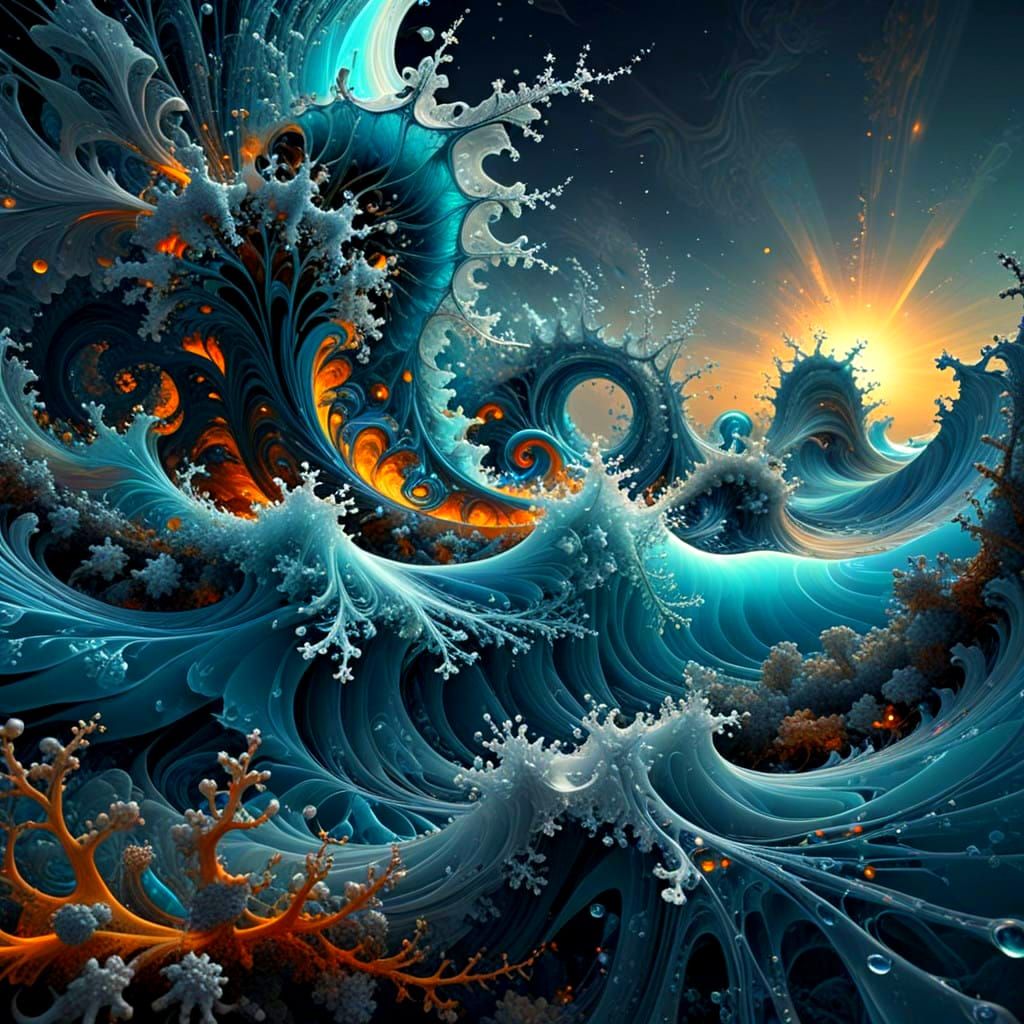 Surreal Winter Sea in a Dreamlike Snowstorm