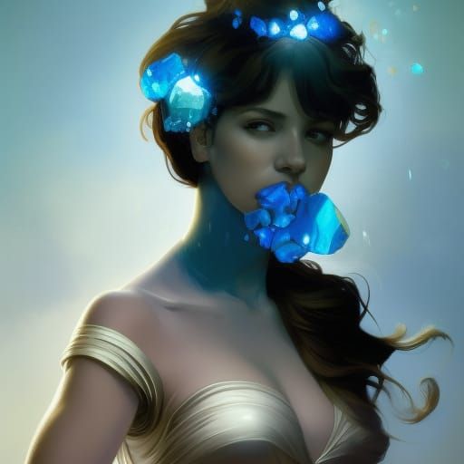 Crystalline Woman Portrait in Hyperdetailed Style