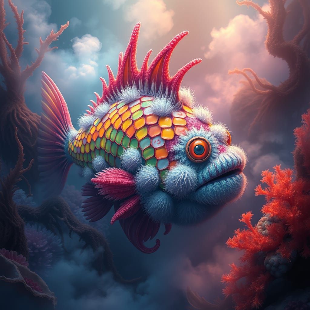 Rainbow Monsterfish in Dreamy Ocean Depths