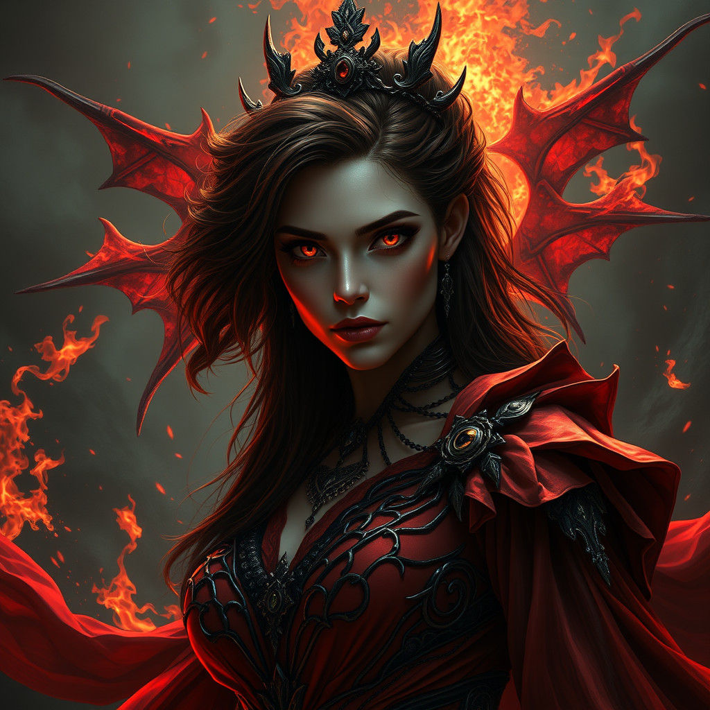 Queen of the Underworld in Matte Painting Style