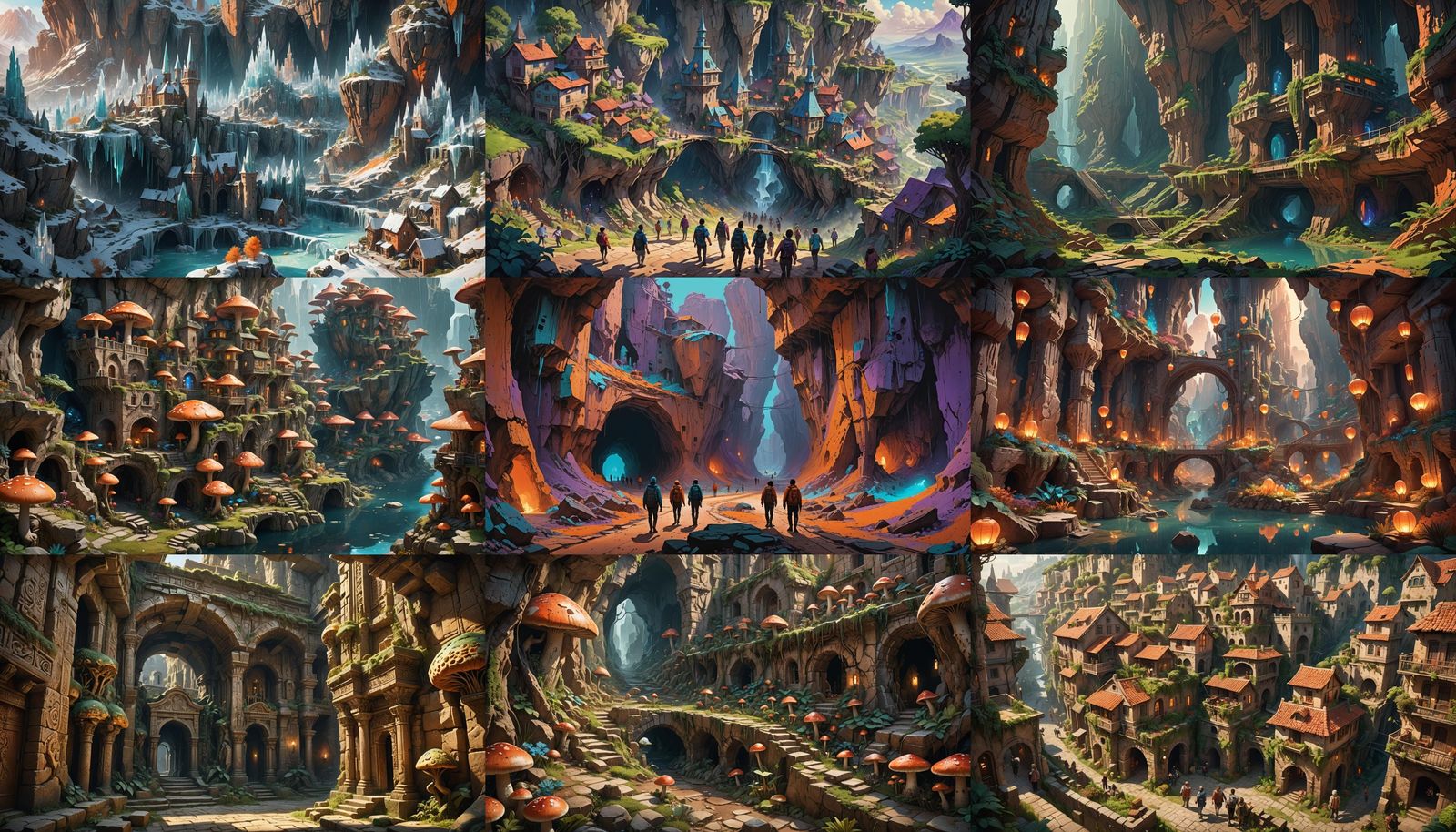 Hyperrealistic Underground Towns: A Colorful Splash Art