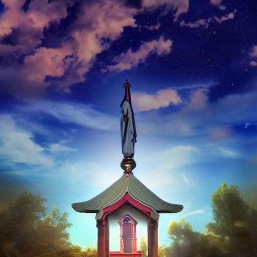 Religious Shrine Under a Beautiful Sky in 8k