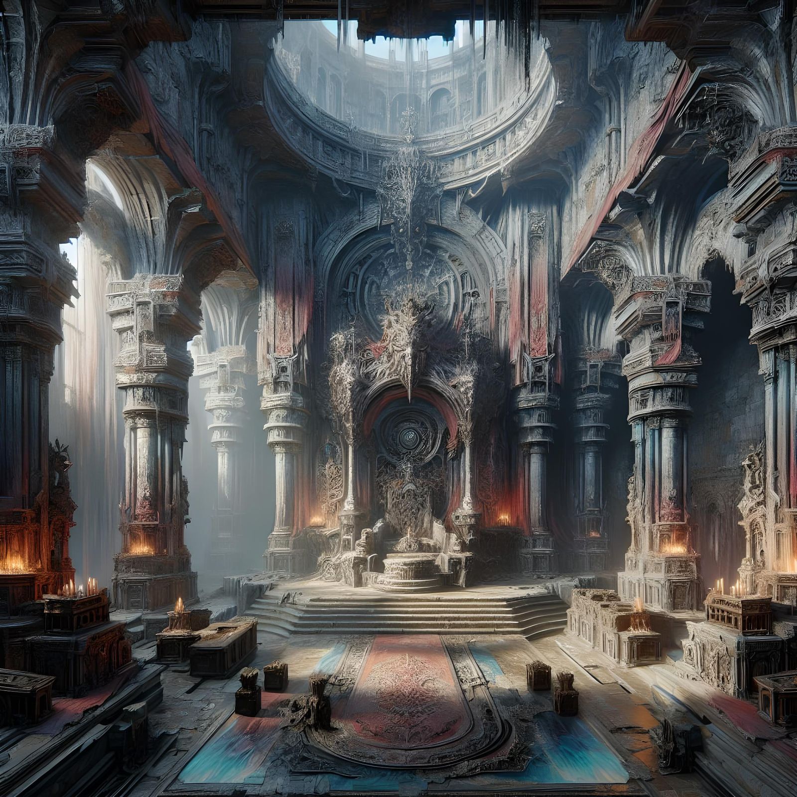 Ruined Castle Throne Room: Fantasy Matte Painting