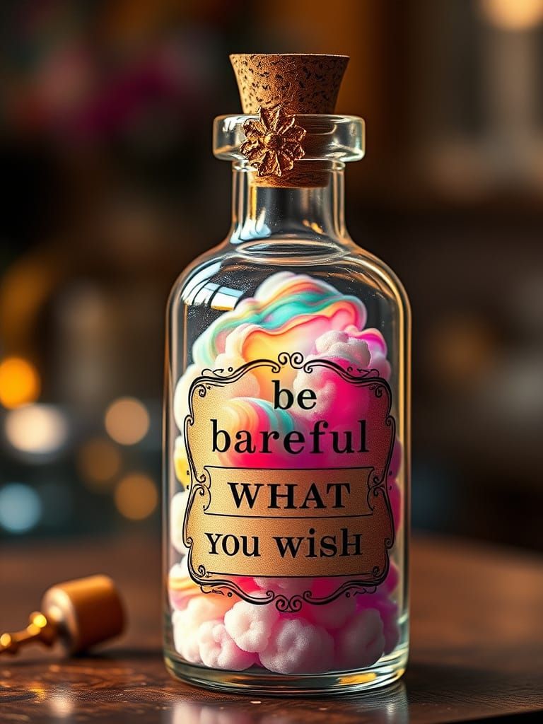 Ethereal Apothecary Bottle with Swirling Rainbow Clouds