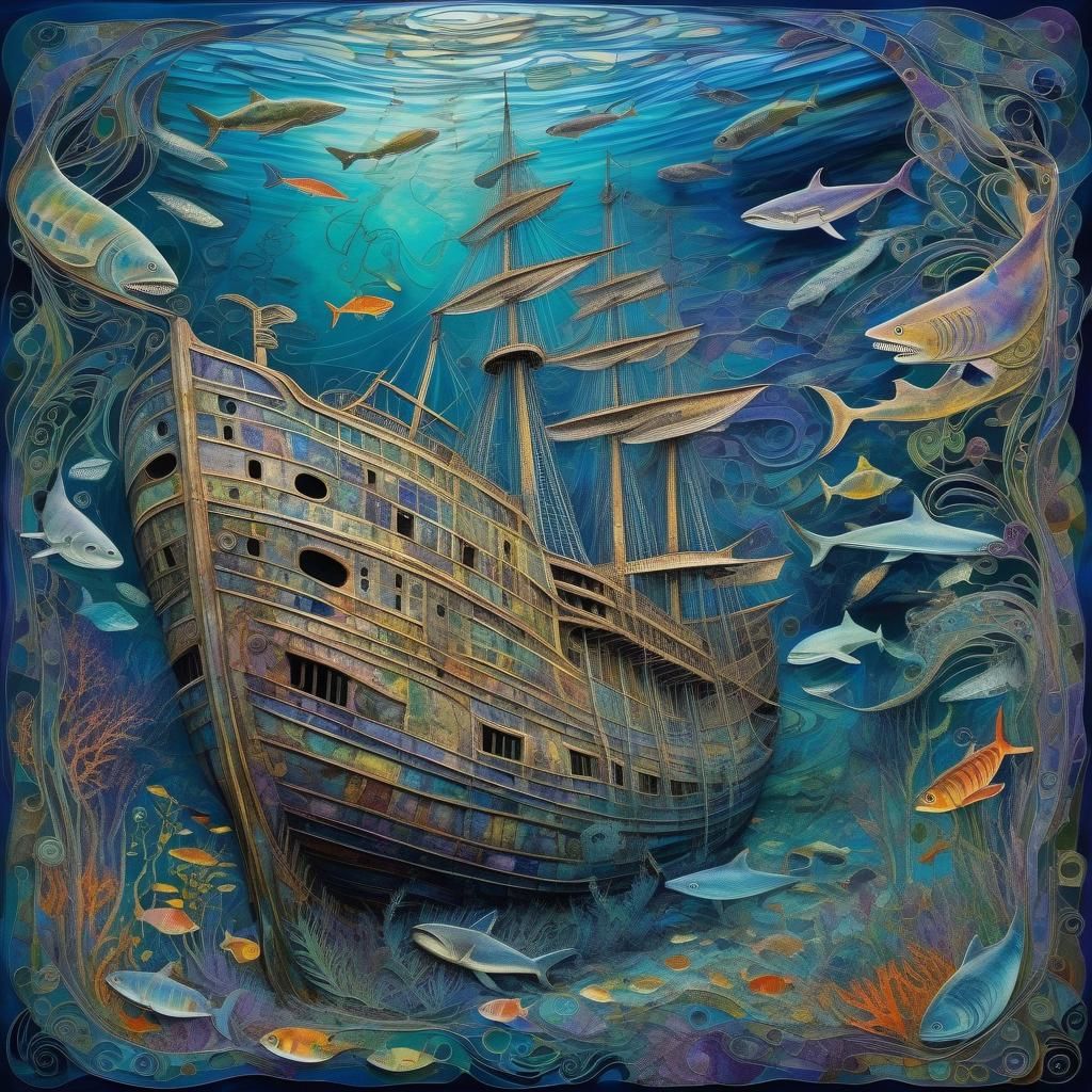 Ocean Floor Shipwreck in Macdonald Mackintosh Style