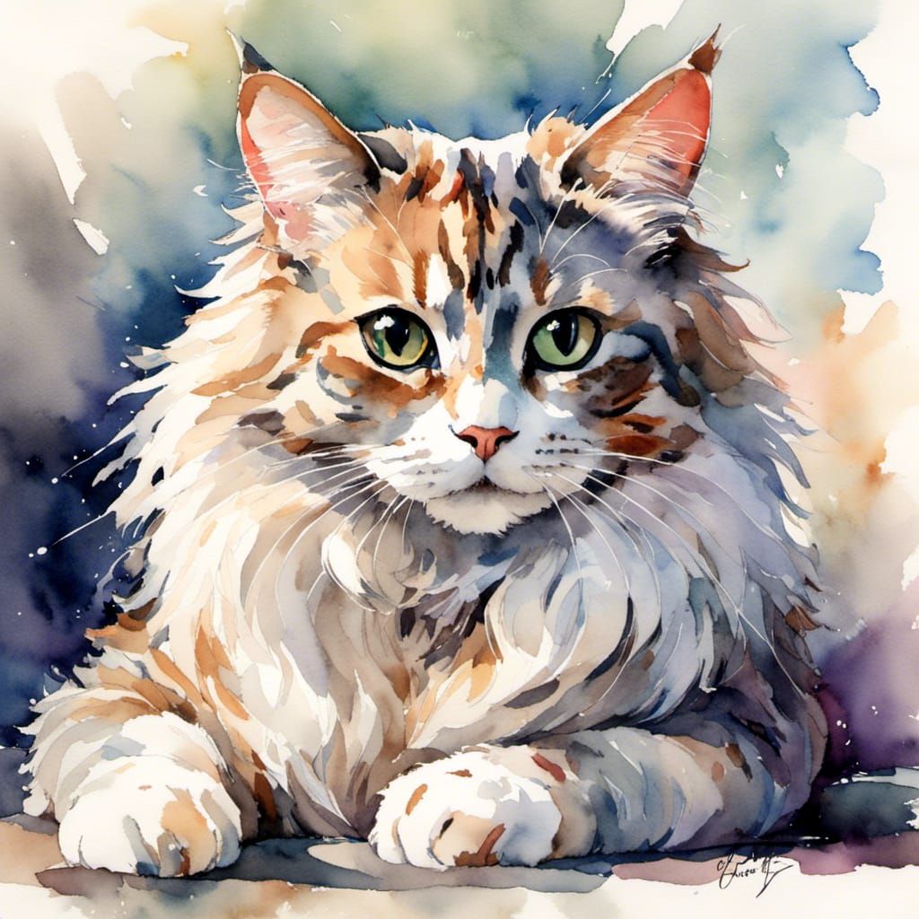 Beautiful Cat in Soft Animal Style